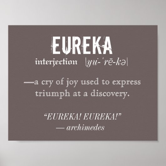 Eureka Definition Archimedes Principle Science Poster (Vorne)