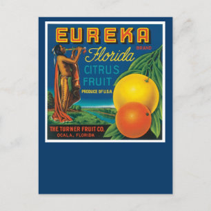 Eureka Marke Florida Zitrusfrüchte Postkarte