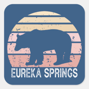 Eureka Springs Arkansas Retro Bär Quadratischer Aufkleber