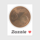 Euro 5 Cent Geldmünze Aufkleber (Blatt)