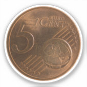 Euro 5 Cent Geldmünze Aufkleber (Vorderseite)