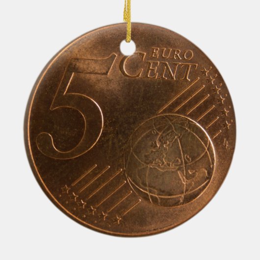 Euro 5 Cent Geldmünze Keramik Ornament (Hinten)