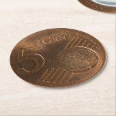 Euro 5 Cent Geldmünze Runder Pappuntersetzer (Angewinkelt)