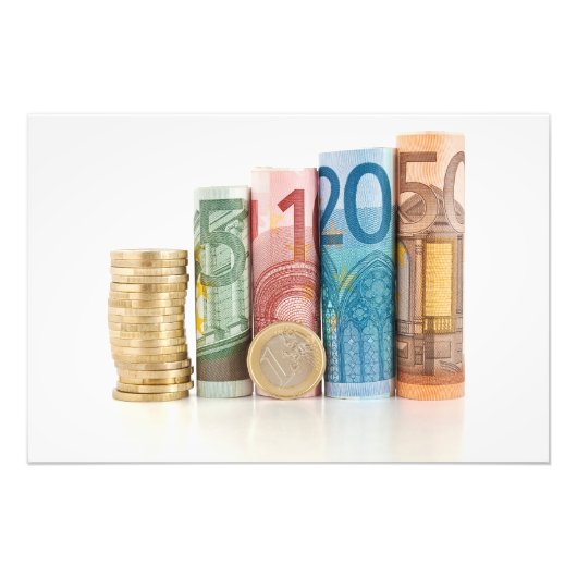 Euro-Banknoten und -Münzen Fotodruck (Vorne)