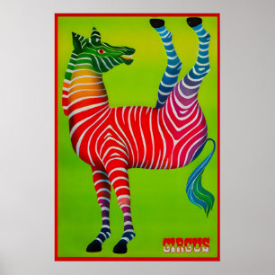 Euro Circ 1970er Jahre Vintage-Zebra-Attraktionspo Poster