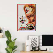 Euro Circ Clown and Lion Vintage Attraction Poster (Heimbüro)