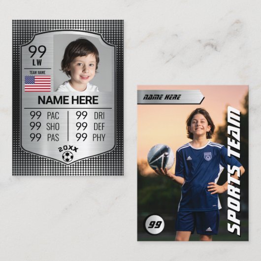 EURO-Fußball-Kartenschild - Graue Fußball-Handelsk Telefonnummerkarte (Vorne/Hinten)