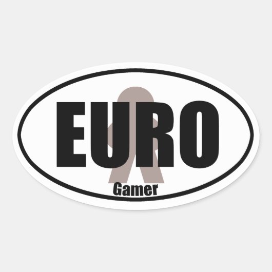 Euro Gamer Funny Meeple Tabletop Decal Ovaler Aufkleber (Vorderseite)