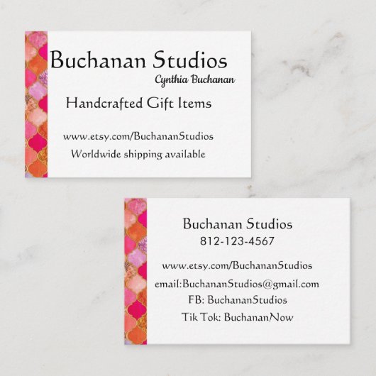 Euro Large Personalize Text Memable Pinks Visitenkarte (Vorne/Hinten)