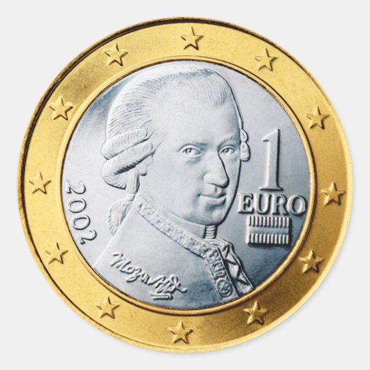 Euro Mozart Coin Classic Round Sticker (Vorderseite)