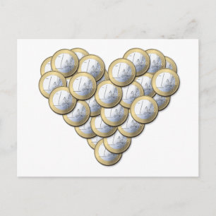 Euro-Münzen Herzförmige Postkarte