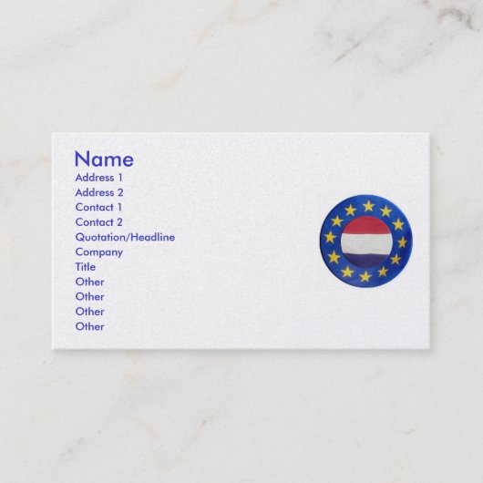 Euro Netherlands Business Card Visitenkarte (Vorderseite)