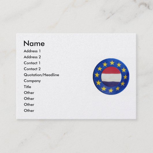 Euro Netherlands Business Card Visitenkarte (Vorderseite)