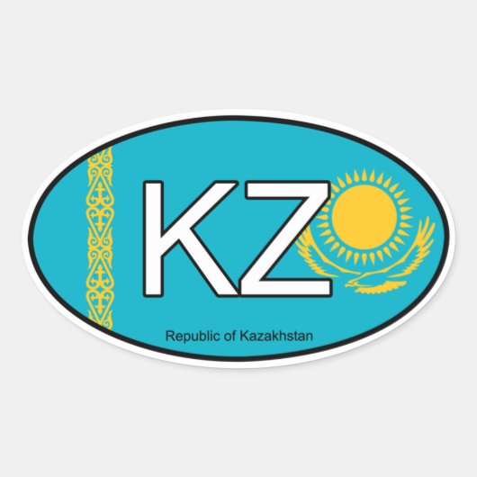 Euro-Sticker für Kasachstan Ovaler Aufkleber (Vorderseite)