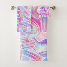 eurobeat holorave - rosa und blau: badhandtuch set