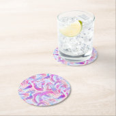 eurobeat holorave - rosa und blau: runder pappuntersetzer (Vor Ort)