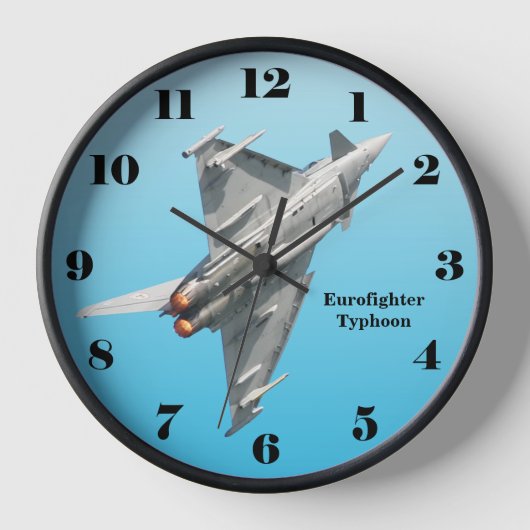 Eurofighter Typhoon auf blau alle Zahlen Wanduhr (Vorderseite)