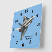 Eurofighter Typhoon Blau Himmel alle Zahlen Quadratische Wanduhr (Winkel)