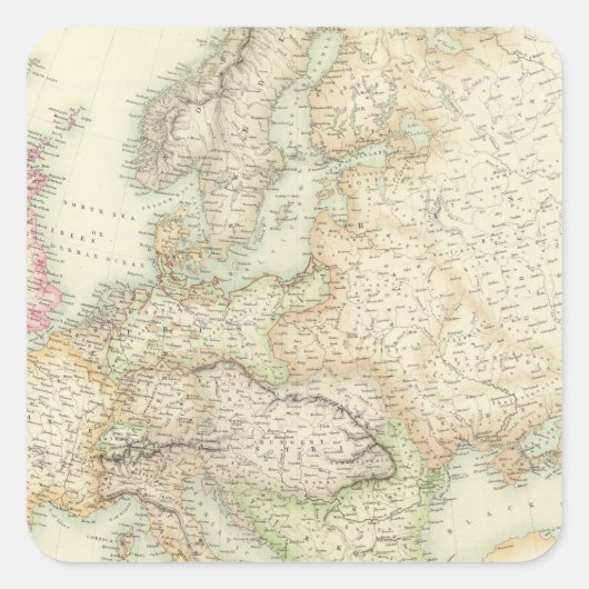 Europa 14 quadratischer aufkleber (Vorderseite)