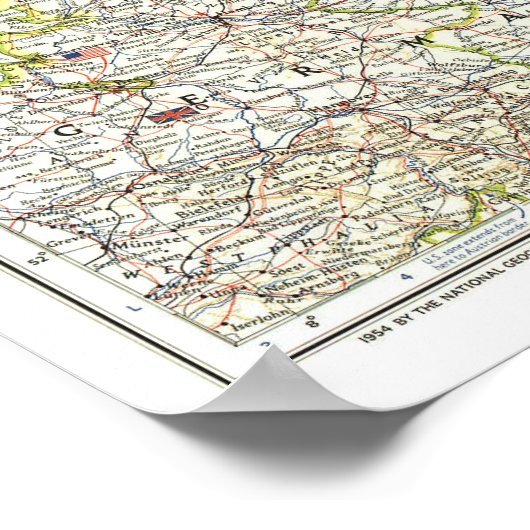 " Europa: 1954 Nordeuropa detailliert MAP ... Poster (Ecke)