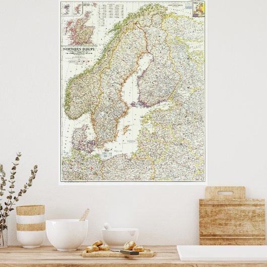 " Europa: 1954 Nordeuropa detailliert MAP ... Poster (Küche)