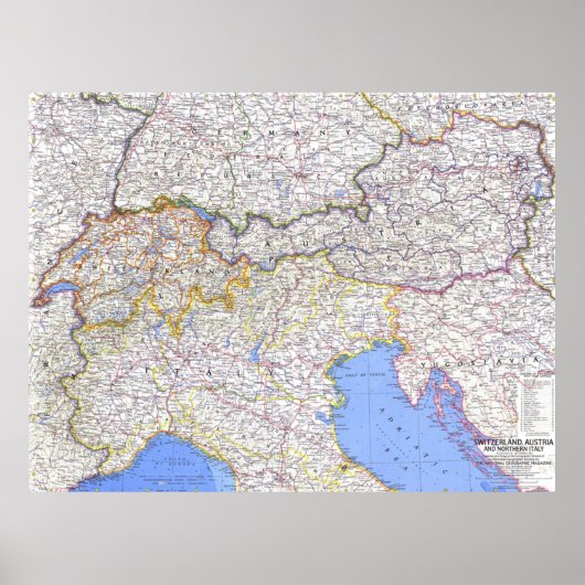 " Europa: 1965/heute - Karte der Alpenländer ... Poster (Vorne)