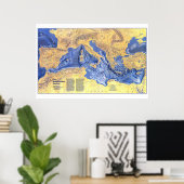 " Europa: 1982/heute - Mittelmeer Karte Poster (Heimbüro)
