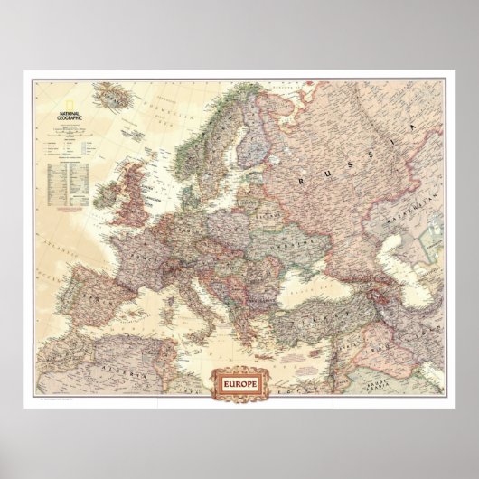 " Europa: 2008/heute - Detaillierte Karte Poster (Vorne)