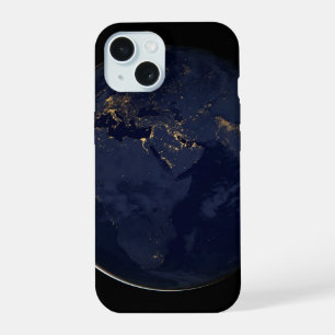 Europa, Afrika und Naher Osten Stadtlichter bei Na iPhone 15 Hülle