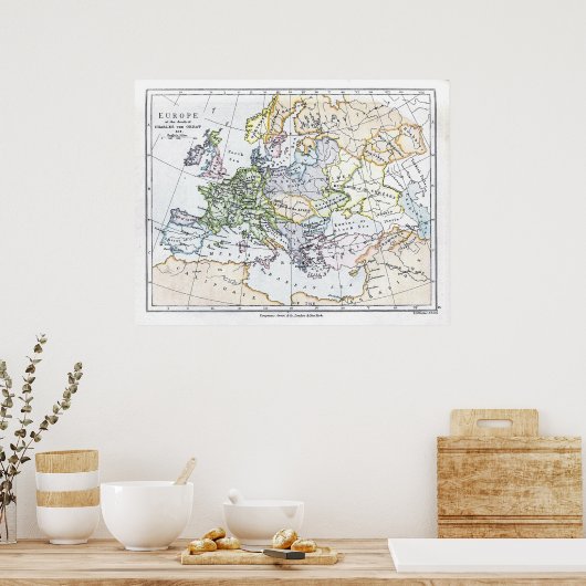 Europa am Tod Charles des Großen: 814 n.Chr. Poster (Küche)