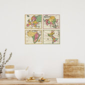 Europa, Asien, Afrika, Amerika Poster (Küche)