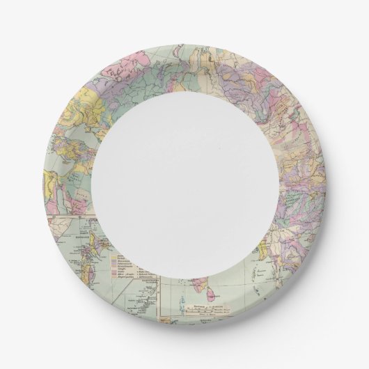 Europa - Atlas-Karte Asiens und Europas Pappteller (Vorderseite)