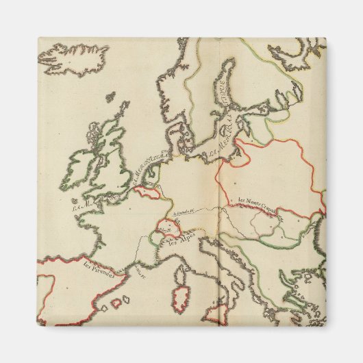 Europa, Berge und Flüsse Magnet (Vorne)