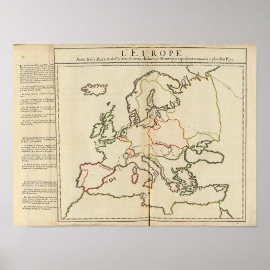 Europa, Berge und Flüsse Poster (Vorne)