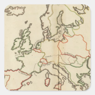 Europa, Berge und Flüsse Quadratischer Aufkleber