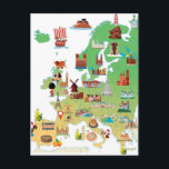 Europa-Cartoon-Karte Postkarte<br><div class="desc">Dieses Design zeigt eine Cartoon-Karte von Europa.</div>