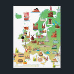 Europa-Cartoon-Karte Postkarte<br><div class="desc">Dieses Design zeigt eine Cartoon-Karte von Europa.</div>