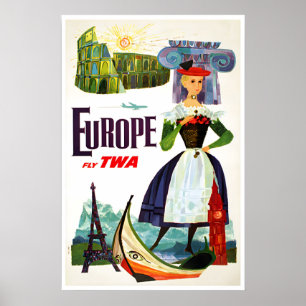 Europa-Druck Europäische Reisende Kunst TWA David  Poster