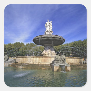 Europa, Frankreich, Aix-en-Provence. Fontaine de Quadratischer Aufkleber