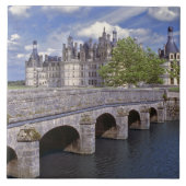 Europa, Frankreich, Chambord. Eine Steinbrücke füh Fliese (Vorderseite)