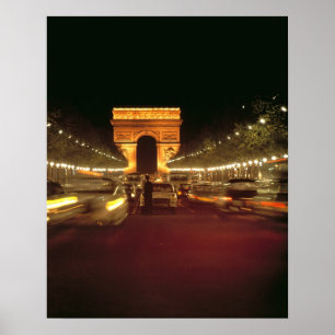 Europa, Frankreich, Paris. Abendverkehr eilt Poster