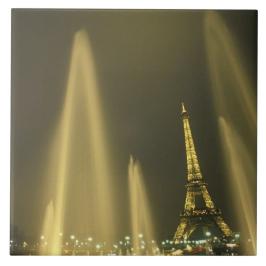 Europa, Frankreich, Paris, Eiffelturm, Abend Fliese (Vorderseite)