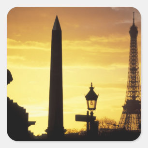 Europa, Frankreich, Paris, Place de Concorde. Quadratischer Aufkleber