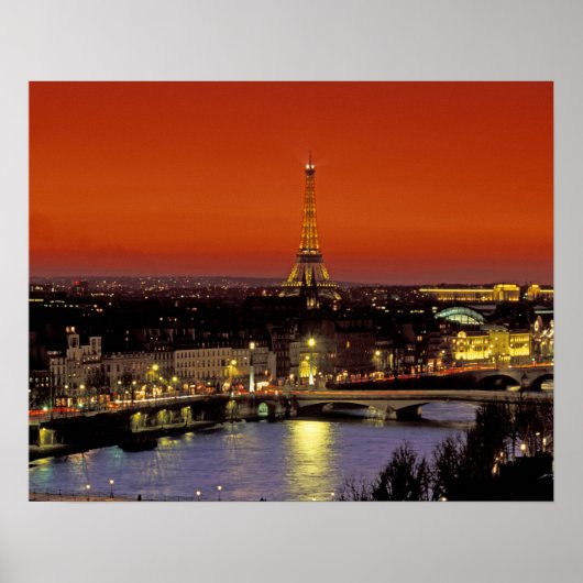 Europa, Frankreich, Paris Sonnenuntergang mit Blic Poster (Vorne)