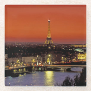 Europa, Frankreich, Paris. Sonnenuntergangsansicht Glasuntersetzer