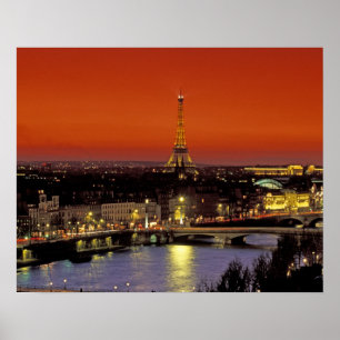 Europa, Frankreich, Paris. Sonnenuntergangsansicht Poster