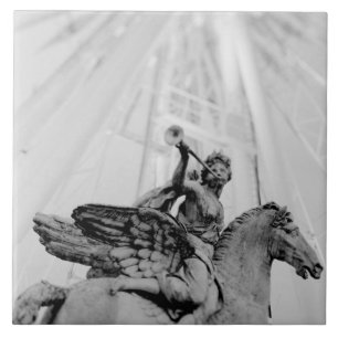 Europa, Frankreich, Paris. Statue und Riesenrad, 2 Fliese
