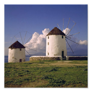 Europa, Griechenland, Mykonos. weiß Fotodruck