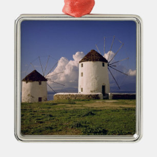 Europa, Griechenland, Mykonos. Weiß getüncht Silbernes Ornament