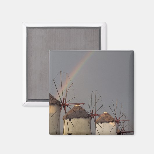 Europa, Griechenland, Mykonos, Windmühle mit Regen Magnet (Vorderseite/Rückseite)